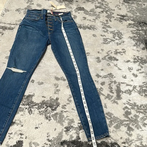 Alice + Olivia AO LA High Waisted rise button fly Ripped denim Skinny Jeans